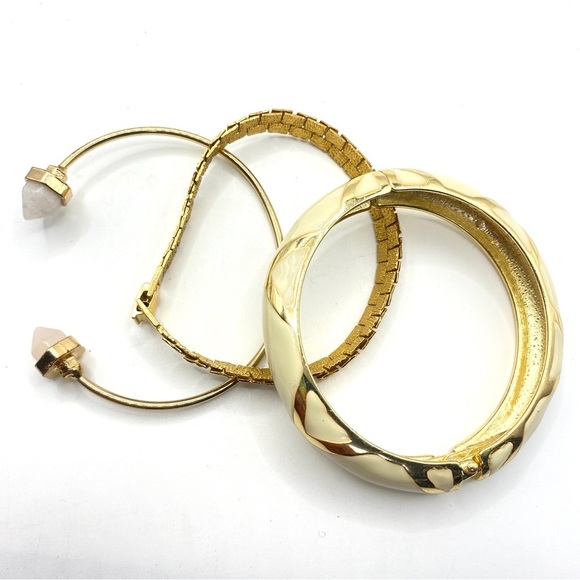 Gold Tone Bangle Clamper Bracelets Bundle of 3 - Picture 8 of 9